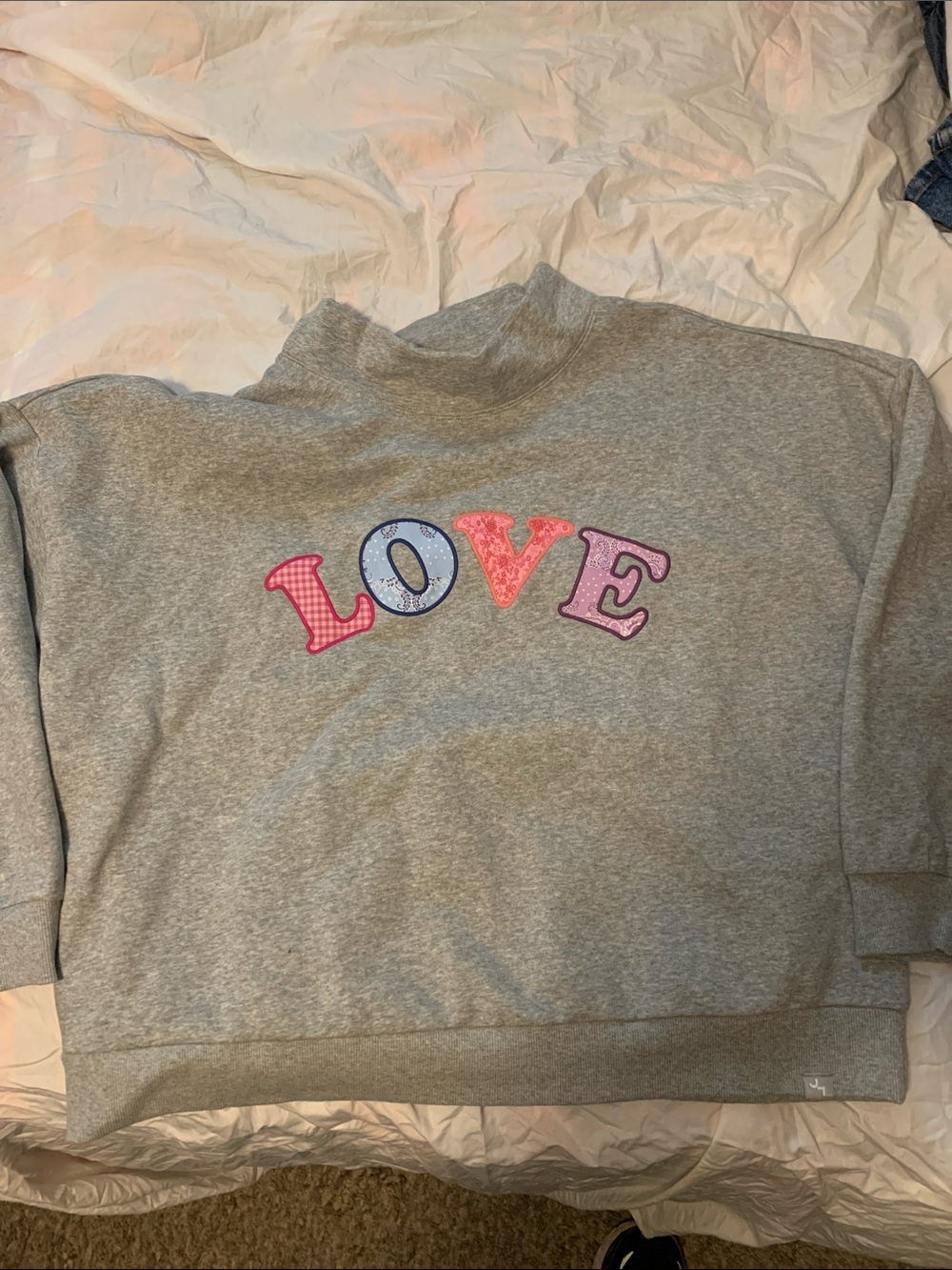 Grey Sweatshirt with 'LOVE' Appliqué